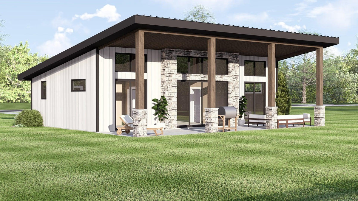 Q7627-A Contemporary House, 2 Bedroom, 2 Bathrooms | Plan 25366 Exterior-3