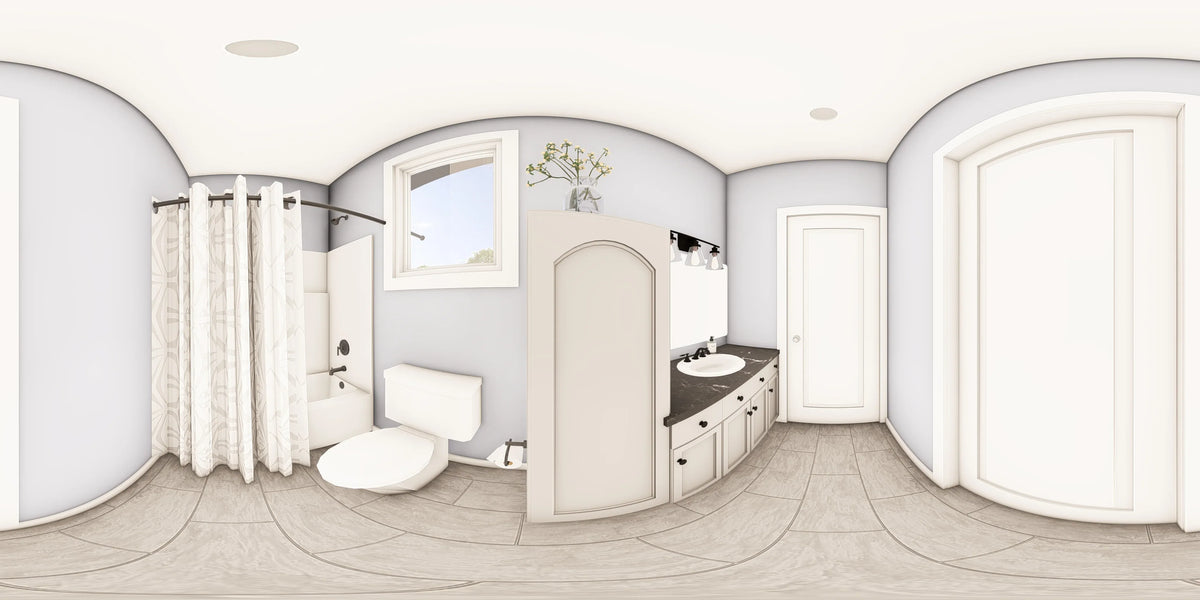 Q7627-A Contemporary House Bathroom Panorama, 2 Bedroom, 2 Bathrooms | Plan 25366