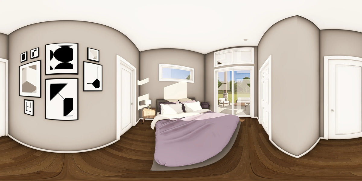 Q7627-A Contemporary House Bedroom Panorama, 2 Bedroom, 2 Bathrooms | Plan 25366