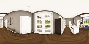 Q7627-A Contemporary House Entrance Panorama, 2 Bedroom, 2 Bathrooms | Plan 25366