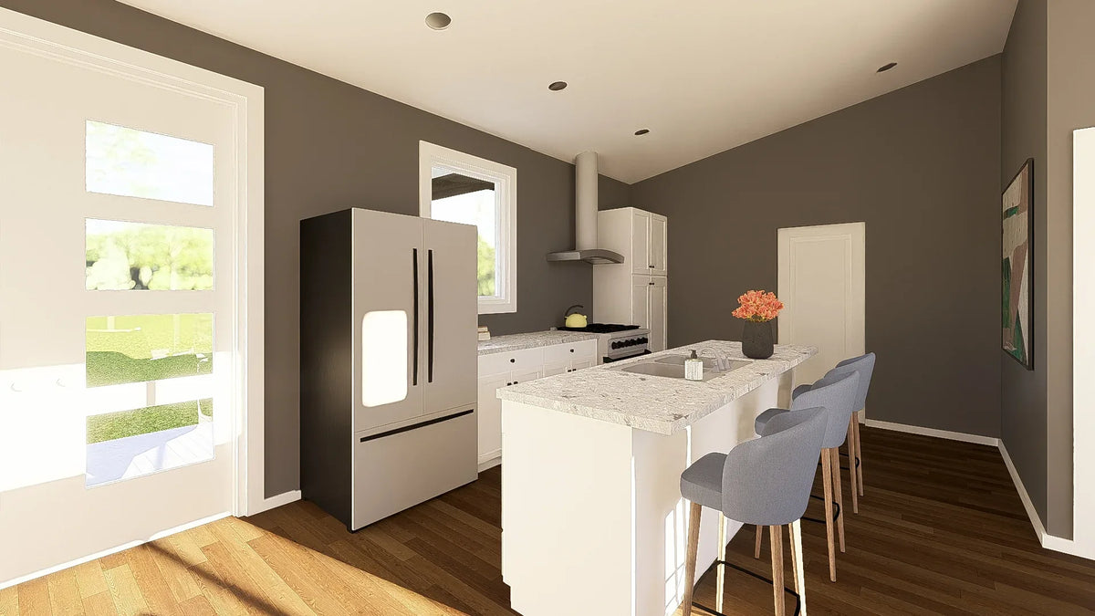Q7627-A Contemporary House Kitchen, 2 Bedroom, 2 Bathrooms | Plan 25366