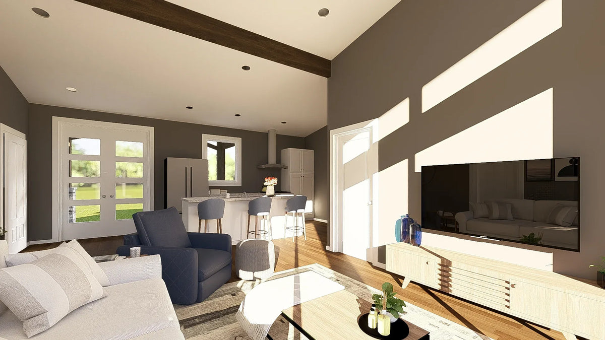 Q7627-A Contemporary House Living, 2 Bedroom, 2 Bathrooms | Plan 25366