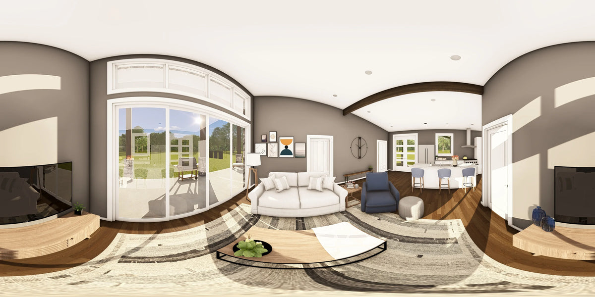 Q7627-A Contemporary House Living Panorama, 2 Bedroom, 2 Bathrooms | Plan 25366