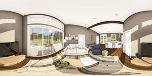 Q7627-A Contemporary House Living Panorama, 2 Bedroom, 2 Bathrooms | Plan 25366