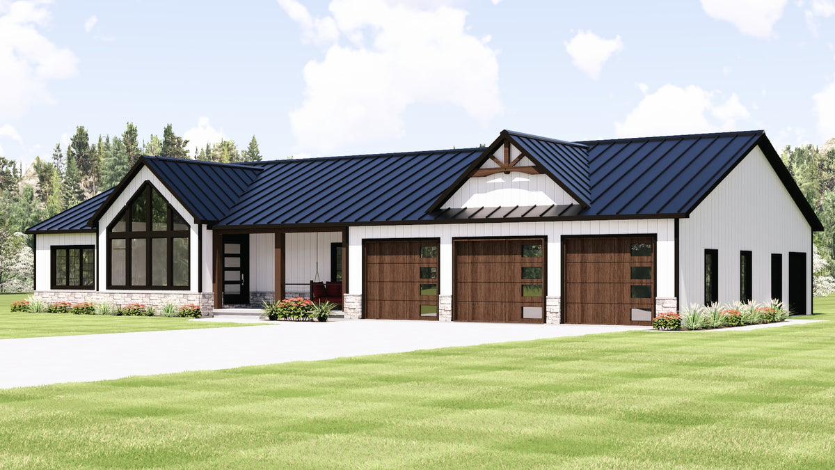 Q8418-A Modern Farmhouse, 3 Bedrooms, 2 Bathrooms | 25380 House Plan Exterior-2