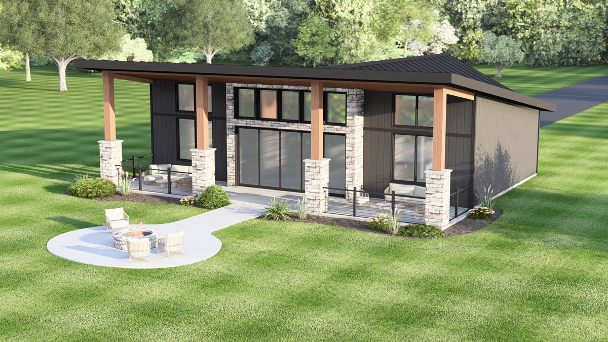 Q8411-A Modern Farmhouse, 2 Bedrooms, 2.5 Bathrooms | 25395 House Plan Exterior-3