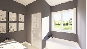 Q8413-A Modern Mountain House, 2 Bedrooms, 2 Bathrooms | 25400 House Plan Master Bathroom