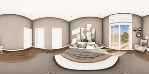 Q8413-A Modern Mountain House, 2 Bedrooms, 2 Bathrooms | 25400 House Plan Master Bedroom Panorama