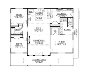 Q8052-A Contemporary Mountain House First Floor Plan, 3 Bedrooms, 2 Bathrooms | 25412 House 
