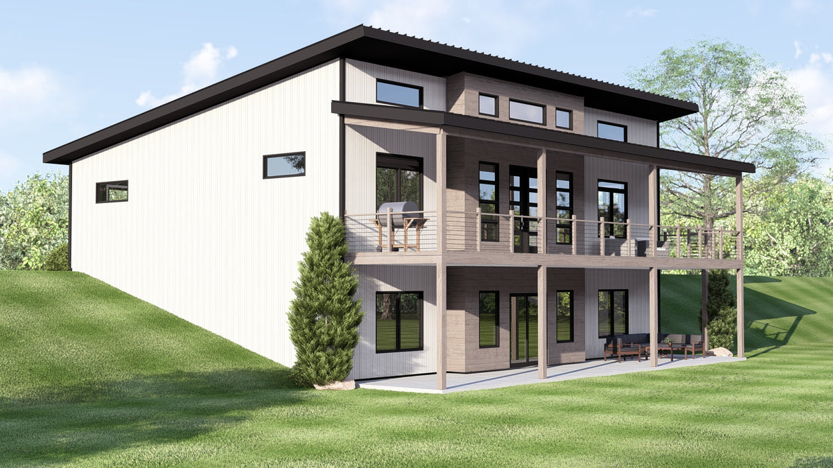 Q8052-A Contemporary Mountain House, 3 Bedrooms, 2 Bathrooms | 25412 House Exterior-4