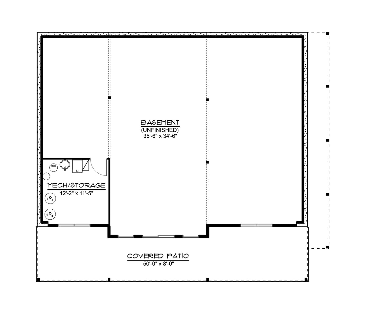 Q8052-A Contemporary Mountain House Basement Floor Plan, 3 Bedrooms, 2 Bathrooms | 25412 House 