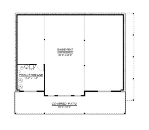 Q8052-A Contemporary Mountain House Basement Floor Plan, 3 Bedrooms, 2 Bathrooms | 25412 House 