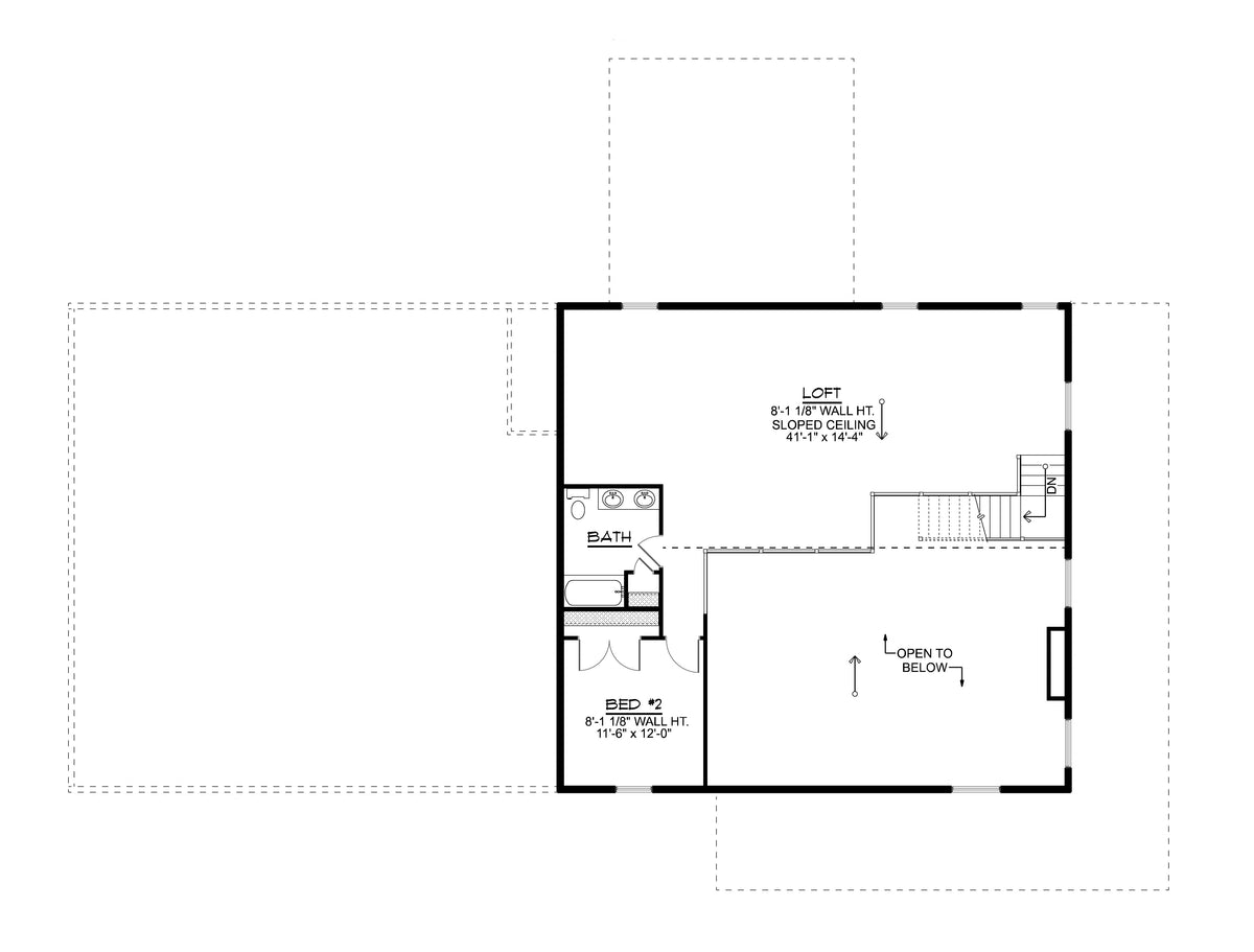 Q7785-A Barndominium House Second Floor Plan, 2 Bedrooms, 2.5 Bathrooms | Plan 25424 
