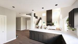 Q7785-A Barndominium House Kitchen, 2 Bedrooms, 2.5 Bathrooms | Plan 25424
