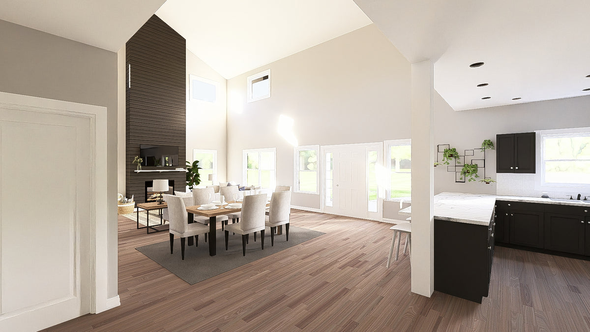 Q7785-A Barndominium House Dining, 2 Bedrooms, 2.5 Bathrooms | Plan 25424
