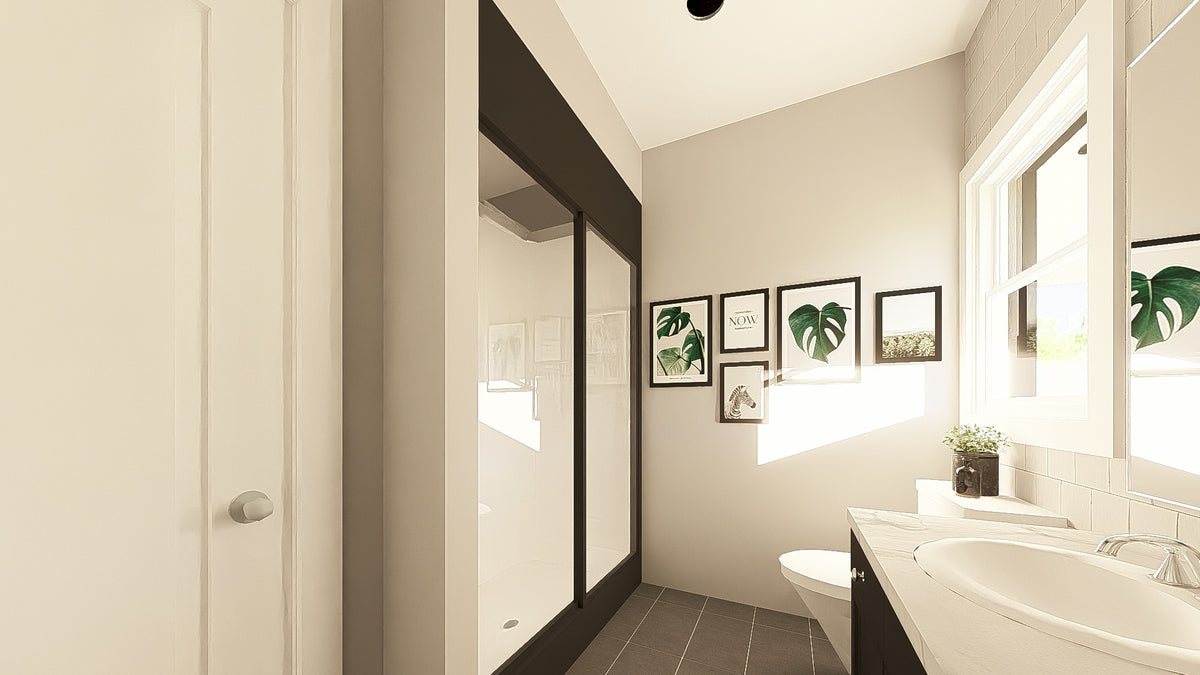 Q7785-A Barndominium House Master Bathroom, 2 Bedrooms, 2.5 Bathrooms | Plan 25424
