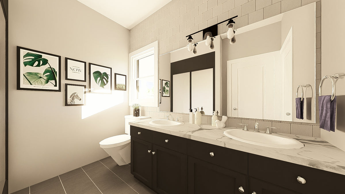 Q7785-A Barndominium House Master Bathroom, 2 Bedrooms, 2.5 Bathrooms | Plan 25424