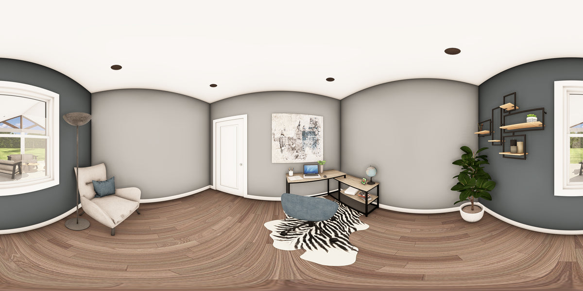 Q7785-A Barndominium House Office Panorama, 2 Bedrooms, 2.5 Bathrooms | Plan 25424