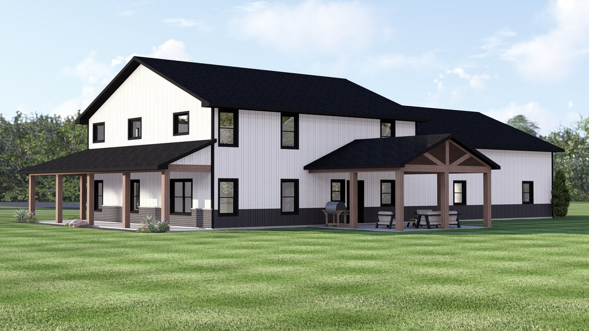 Q7785-A Barndominium House, 2 Bedrooms, 2.5 Bathrooms | Plan 25424 Exterior-4