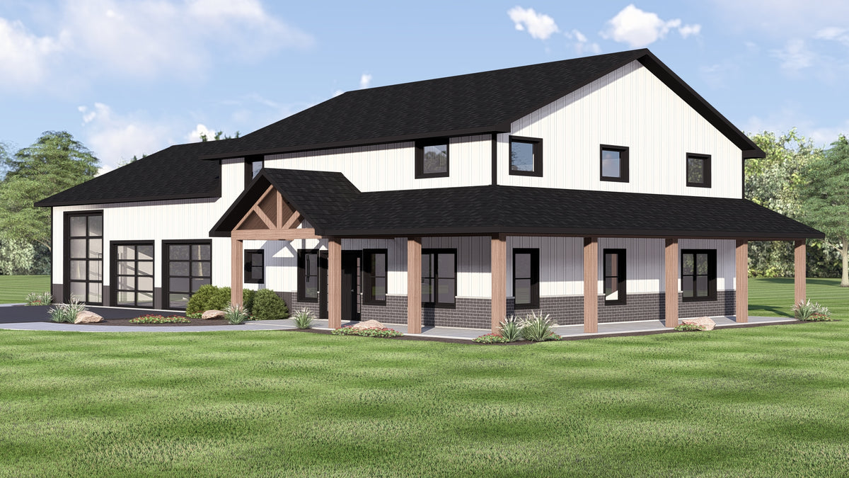 Q7785-A Barndominium House, 2 Bedrooms, 2.5 Bathrooms | Plan 25424 Exterior-5