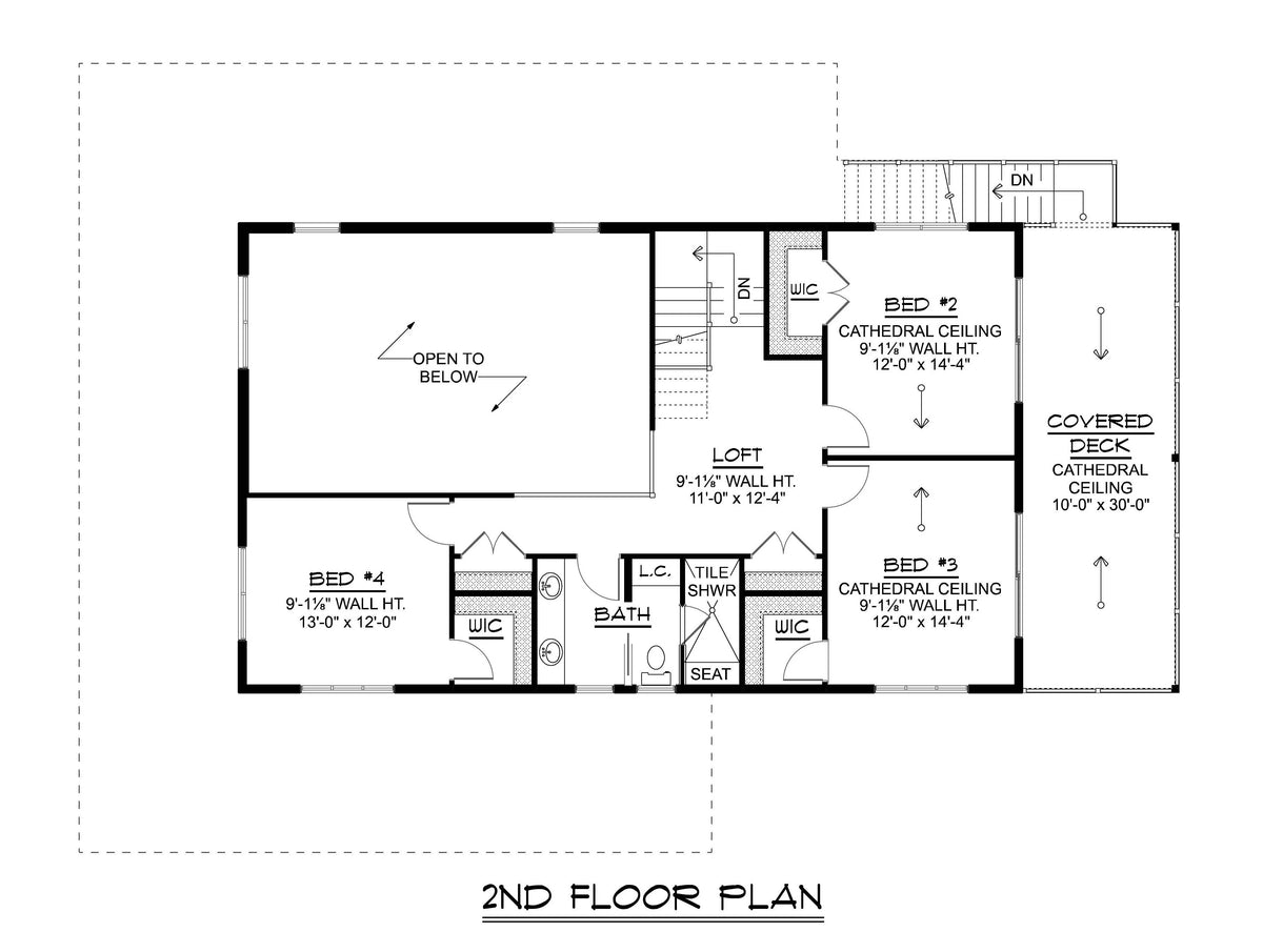 Q7436-A 25431 House Second Floor Plan 4 Beds 2 Baths