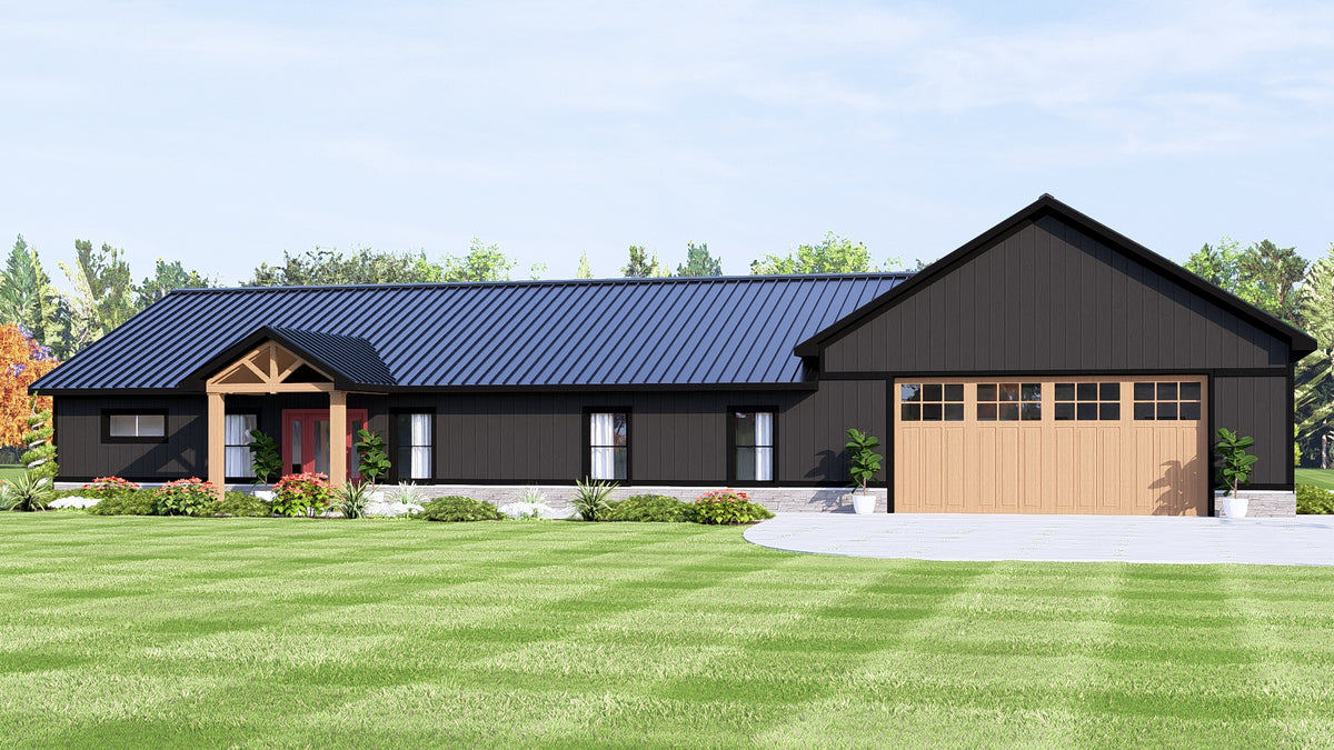 Q8449-A Modern Barndominium House, 3 Bedrooms, 2 Bathrooms | 25446 House Plan Exterior