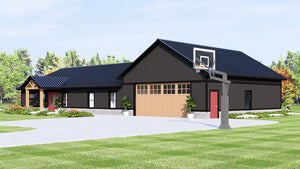 Q8449-A Modern Barndominium House, 3 Bedrooms, 2 Bathrooms | 25446 House Plan Exterior-2