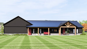 Q8449-A Modern Barndominium House, 3 Bedrooms, 2 Bathrooms | 25446 House Plan Exterior-4
