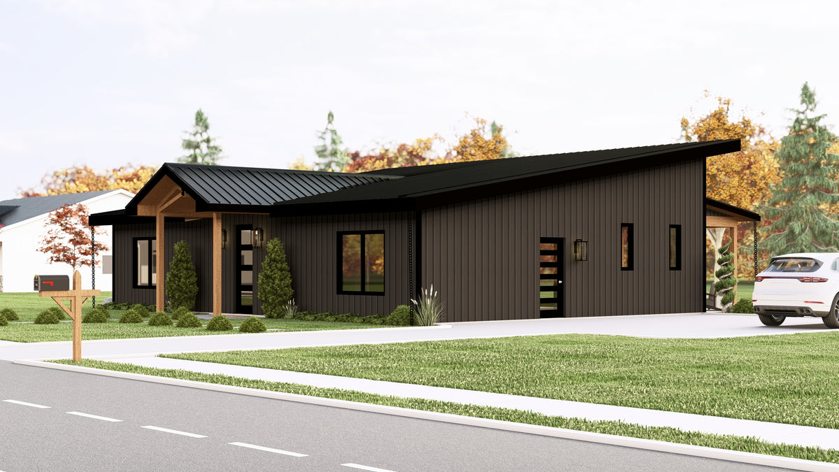 Q7487-A Modern House, 3 Bed, 2 Bath | Plan 25449 Exterior-3