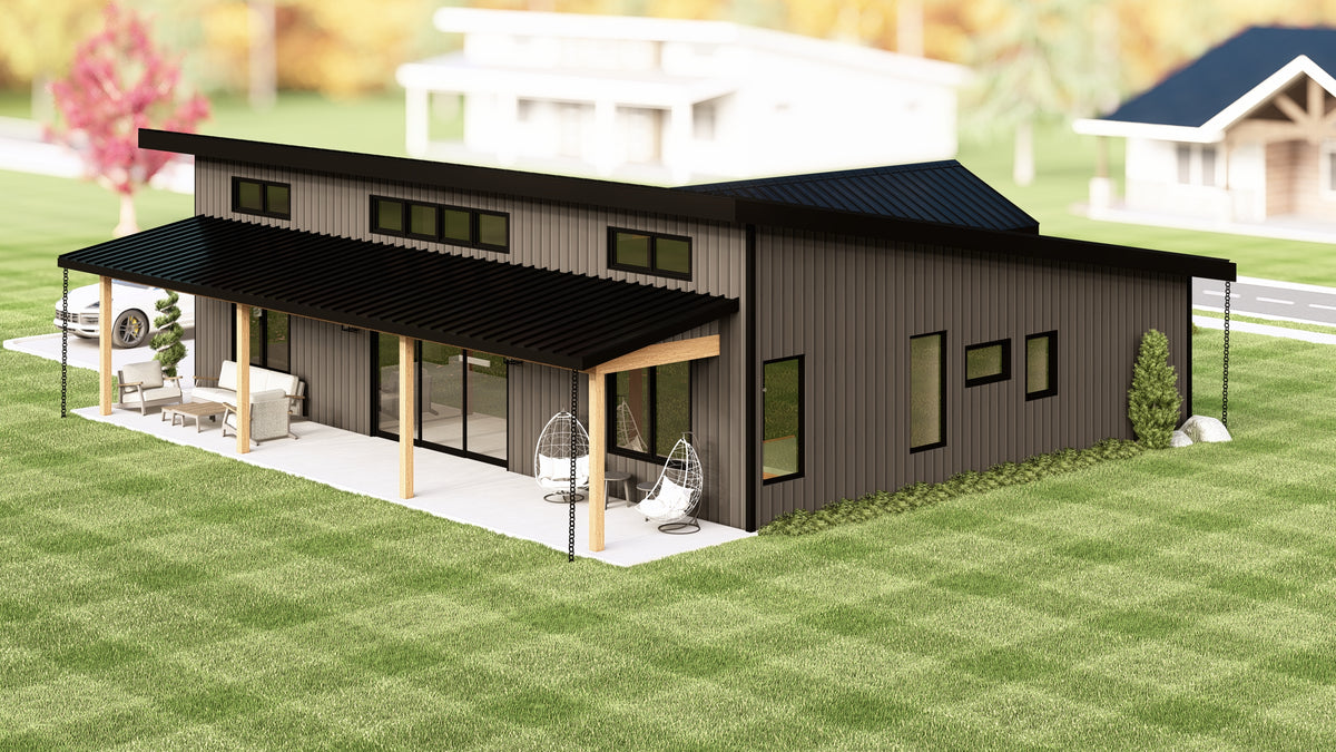 Q7487-A Modern House, 3 Bed, 2 Bath | Plan 25449 Exterior-6