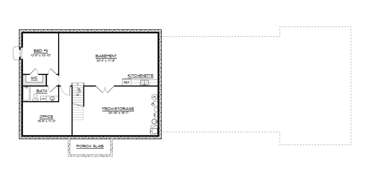 Q7985-A Modern Farmhouse Basement Floor Plan, 3 Bedrooms, 3.5 Bathrooms | Plan 25451 