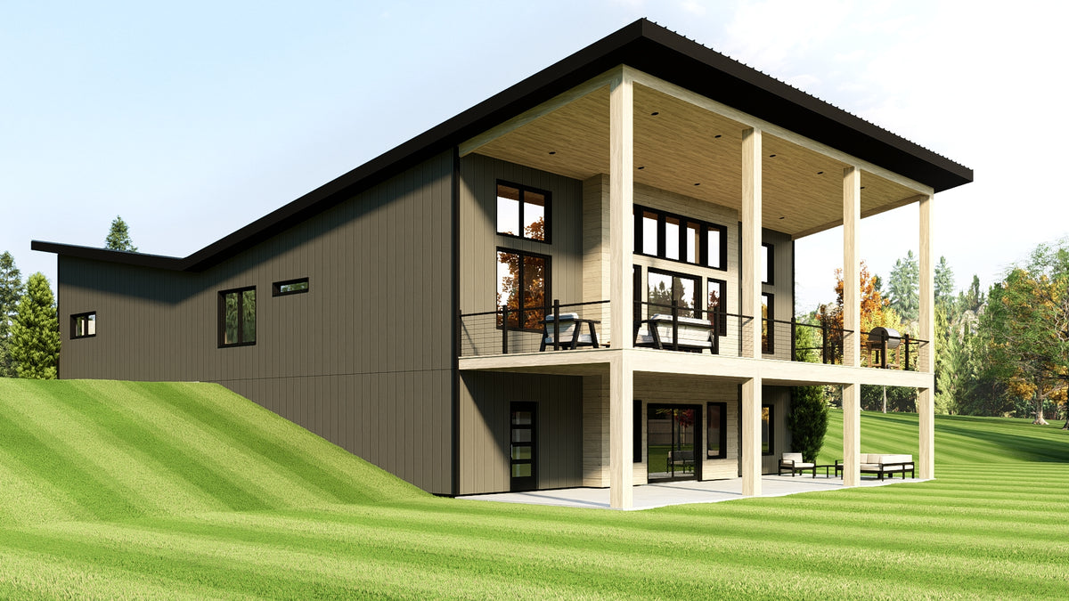 Q7988-A Contemporary House, 3 Bedrooms, 3.5 Bathrooms | Plan 25455 Exterior-3