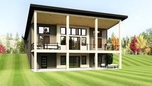 Q7988-A Contemporary House, 3 Bedrooms, 3.5 Bathrooms | Plan 25455 Exterior-4