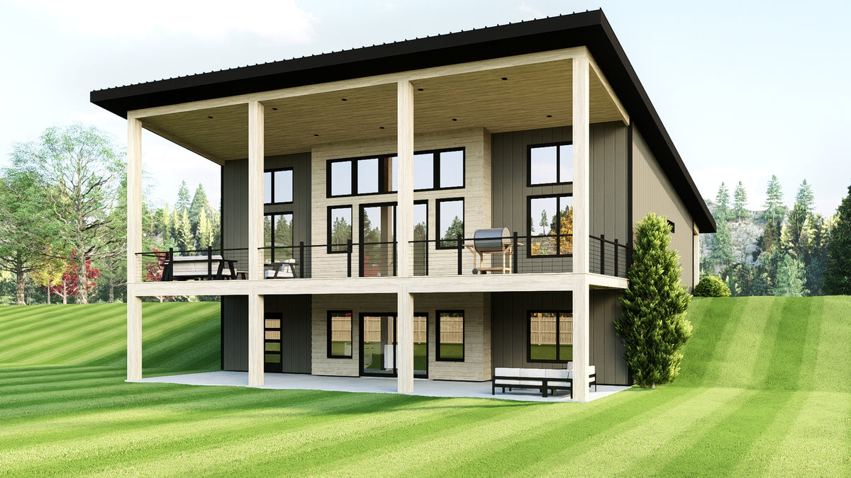 Q7988-A Contemporary House, 3 Bedrooms, 3.5 Bathrooms | Plan 25455 Exterior-5