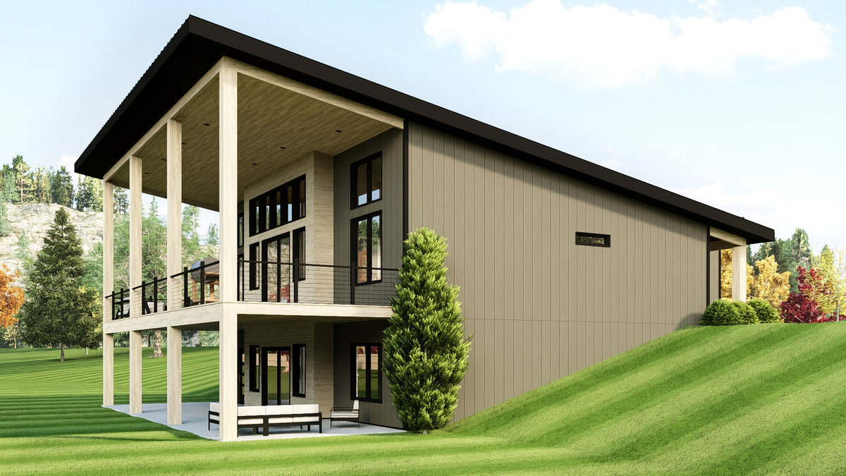 Q7988-A Contemporary House, 3 Bedrooms, 3.5 Bathrooms | Plan 25455 Exterior-6