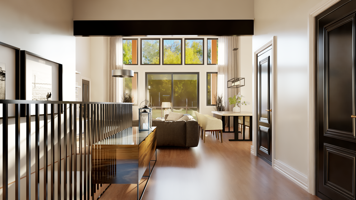 Q7988-A Contemporary House Entry, 3 Bedrooms, 3.5 Bathrooms | Plan 25455 