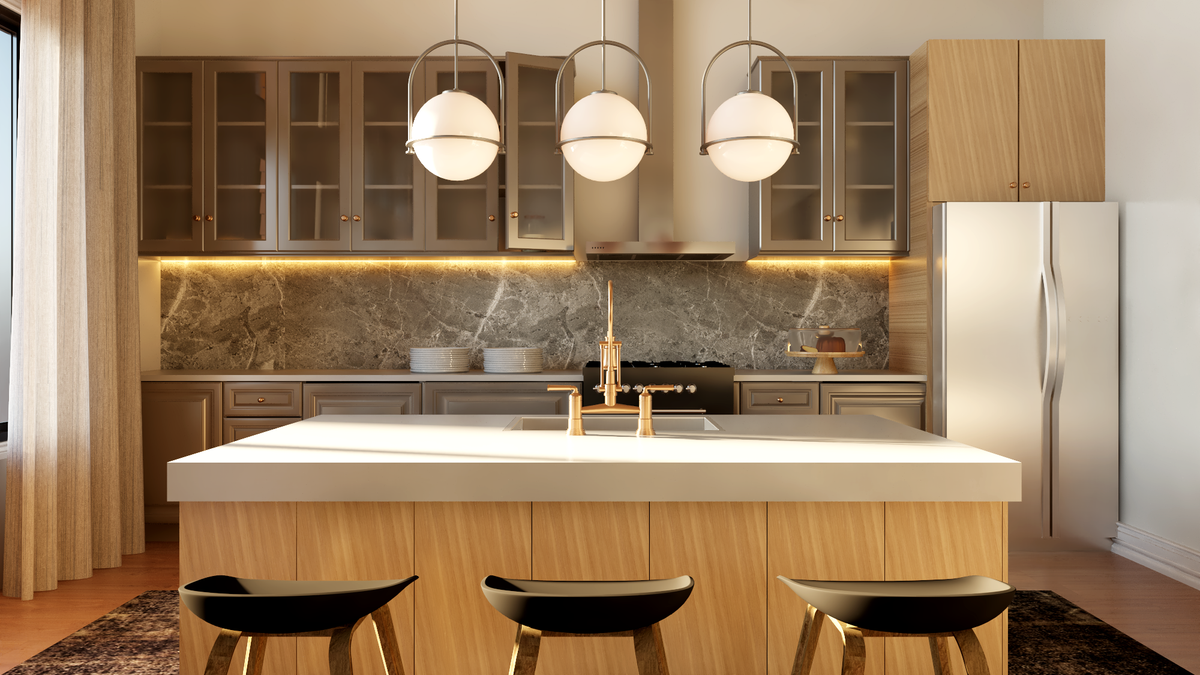 Q7988-A Contemporary House Kitchen, 3 Bedrooms, 3.5 Bathrooms | Plan 25455 