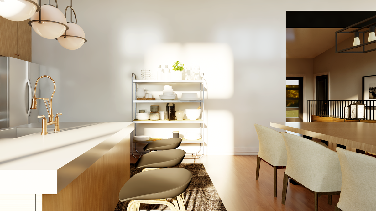 Q7988-A Contemporary House Kitchen, 3 Bedrooms, 3.5 Bathrooms | Plan 25455 