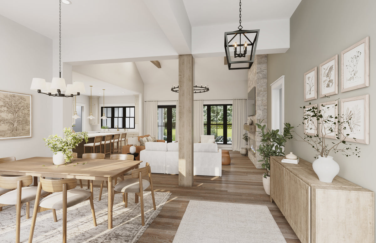 H7867-A Modern Farmhouse Dining and Great Room, 4 Bedrooms, 3.5 Bathrooms | Havenbrook 