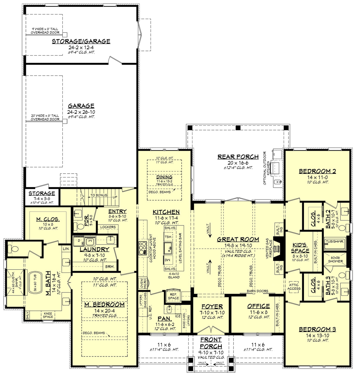 H8381-A Modern Farmhouse First Floor Plan, 3 Bedrooms, 3.5 Bathrooms | Riverchase House Plan  