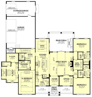 H8381-A Modern Farmhouse First Floor Plan, 3 Bedrooms, 3.5 Bathrooms | Riverchase House Plan  