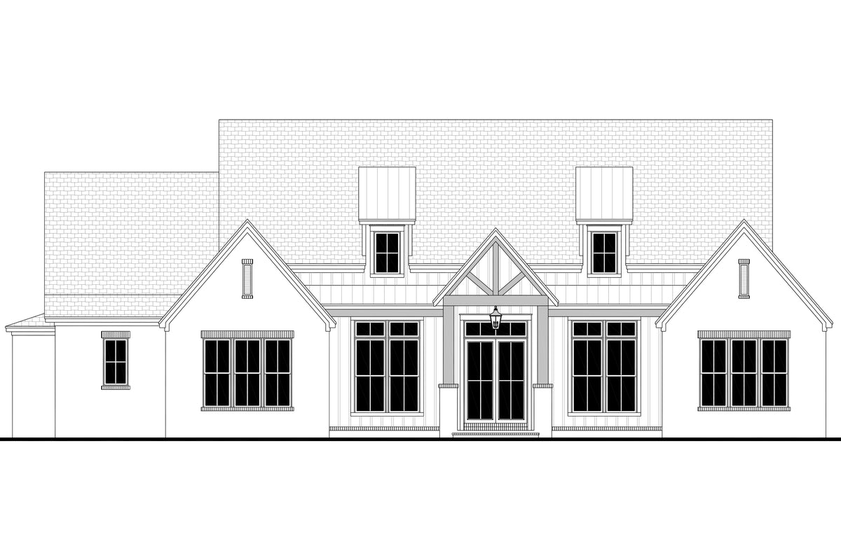 H8381-A Modern Farmhouse, 3 Bedrooms, 3.5 Bathrooms | Riverchase House Plan Front CAD