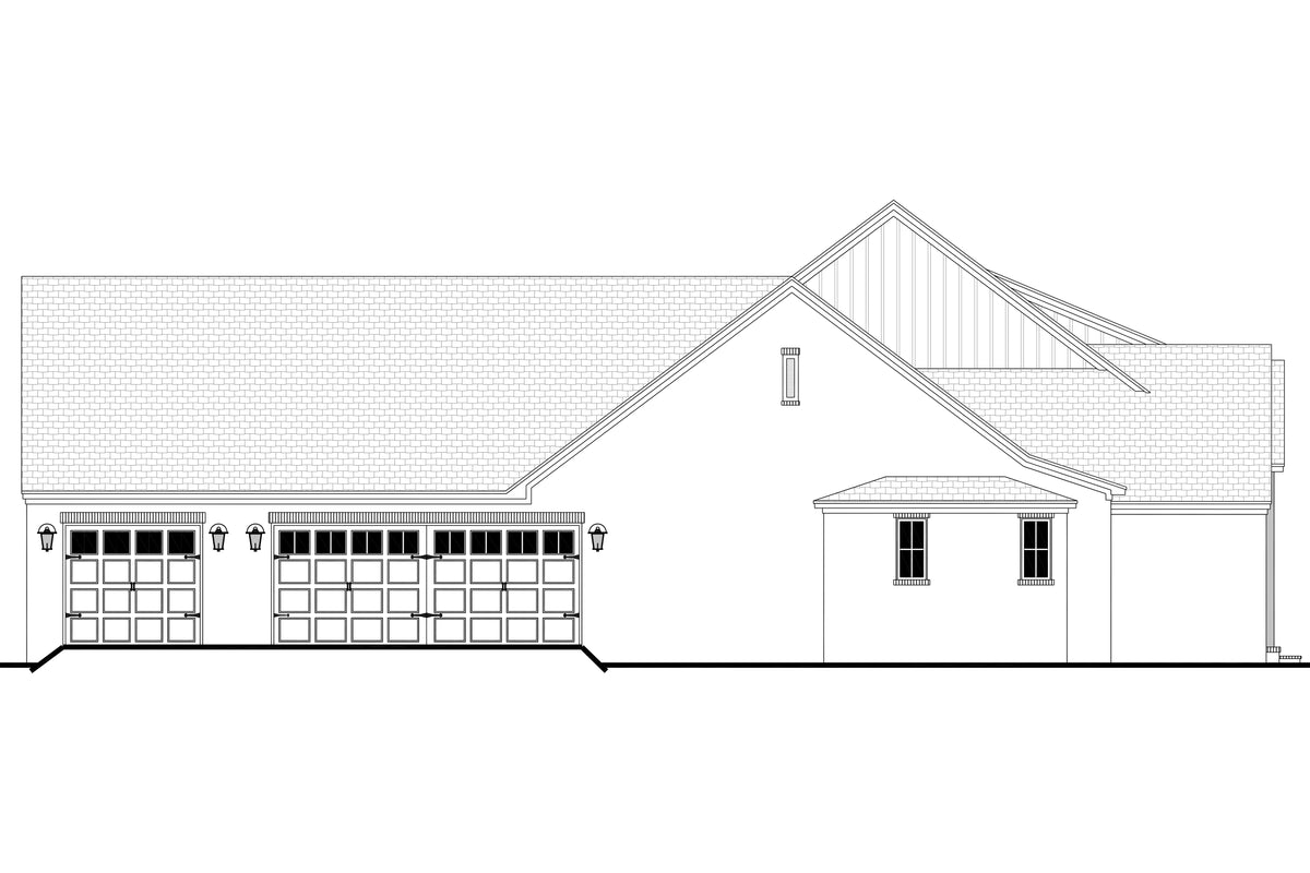 H8381-A Modern Farmhouse, 3 Bedrooms, 3.5 Bathrooms | Riverchase House Plan Left CAD