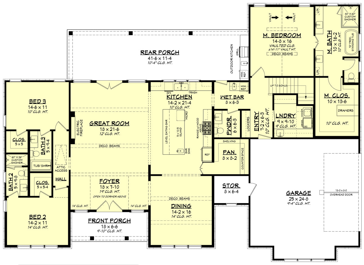 H8379-A Transitional House First Floor Plan, 3 Bedrooms, 3.5 Bathrooms | Hawkridge House Plan 