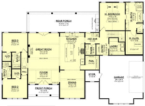 H8379-A Transitional House First Floor Plan, 3 Bedrooms, 3.5 Bathrooms | Hawkridge House Plan 