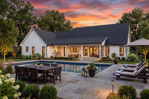 H8379-A Transitional House, 3 Bedrooms, 3.5 Bathrooms | Hawkridge House Plan Rear Exterior-2