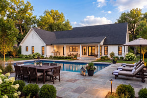 H8379-A Transitional House, 3 Bedrooms, 3.5 Bathrooms | Hawkridge House Plan Rear Exterior-3