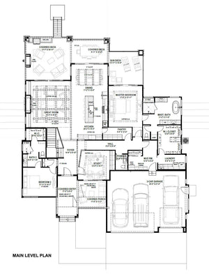 W7606-A Modern Ranch House First Floor Plan, 2 Bedrooms, 2.5 Bathrooms | USA-2725-MOD 