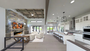 W7606-A Modern Ranch House Living and Kitchen, 2 Bedrooms, 2.5 Bathrooms | USA-2725-MOD 