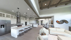 W7606-A Modern Ranch House Living and Kitchen, 2 Bedrooms, 2.5 Bathrooms | USA-2725-MOD 
